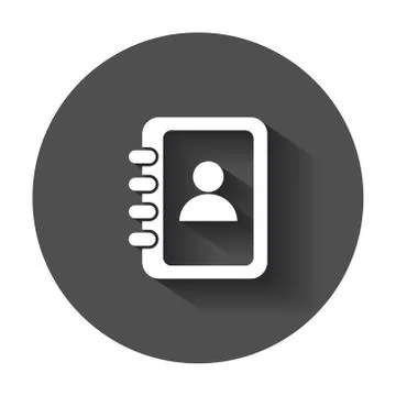 Address book icon. Contact note flat vector illustration with long shadow. 스톡 일러스트