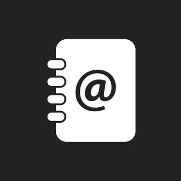 Address book icon. Email note flat vector illustration on black background. 스톡 일러스트