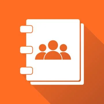 Address book icon with long shadow. Contact note flat vector illustration on  Stock Illustration