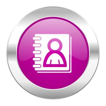 Address book violet circle chrome web icon isolated. Stock Illustration