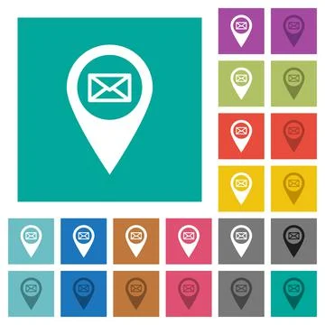 Address of GPS map location square flat multi colored icons Stock Illustration
