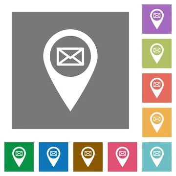 Address of GPS map location square flat icons Stock Illustration
