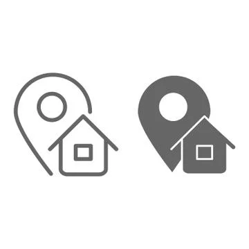 Address line and solid icon, logistics symbol, Map pointer with house vector Stock Illustration