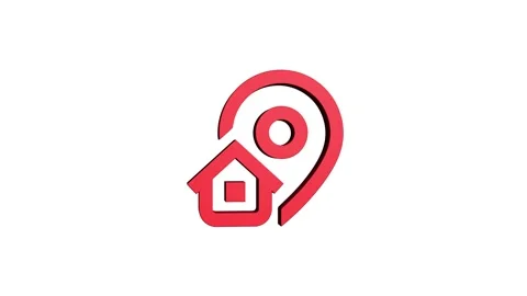 Address location 3d pin animation of red spinning in Green, blue, black and.. Stock Footage 313518111