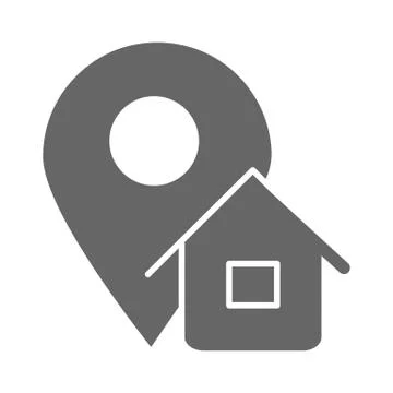 Address solid icon, logistics symbol, Map pointer with house vector sign on Illustrazione stock