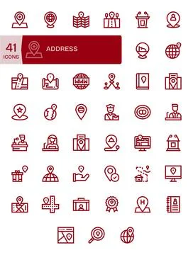 Address Vector Icon Library with 41 Bold Line Retina Ready Detail Enhanced .. Stock Illustration