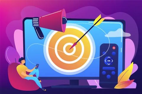 Addressable TV advertising concept vector illustration. Illustrazione stock
