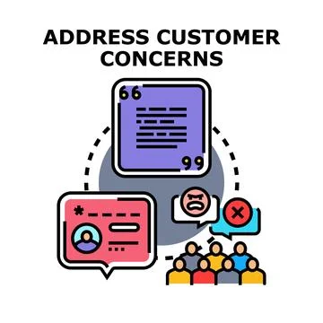 Addressing customer concerns and feedback process concept Stock Illustration