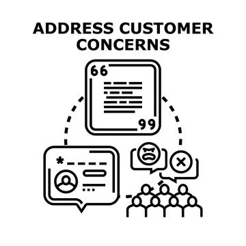 Addressing customer concerns and feedback process concept Stock Illustration
