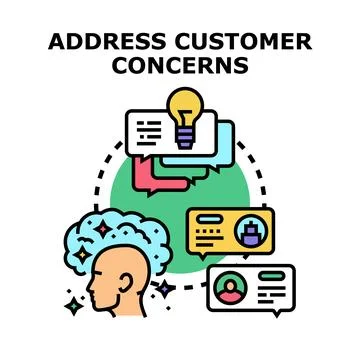 Addressing customer concerns and problem solving strategy Stock Illustration