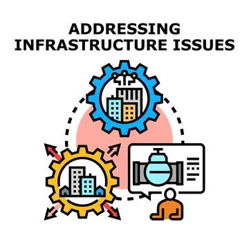 Addressing infrastructure issues and urban development problems Stock Illustration
