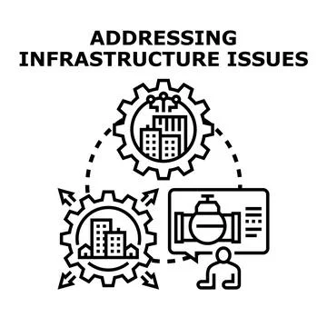 Addressing infrastructure issues and urban development problems Stock Illustration