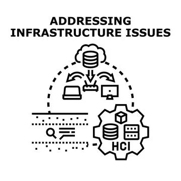 Addressing infrastructure issues concept for business solutions Stock Illustration