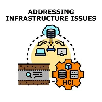 Addressing infrastructure issues concept for business solutions Stock Illustration