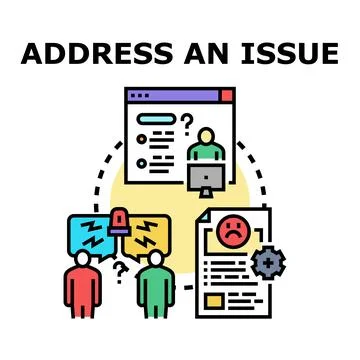 Addressing an issue concept for problem resolution Stock Illustration