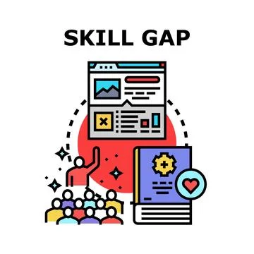 Addressing skill gap with education and professional development Stock Illustration