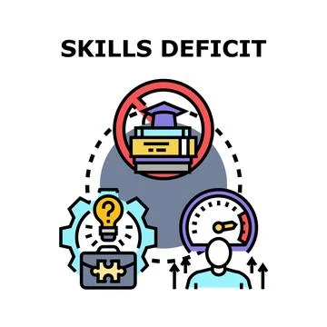 Addressing skills deficit, knowledge gap, and competency development Illustrazione stock