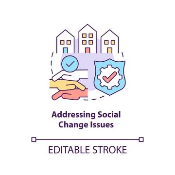 Addressing social change issues concept icon Stock Illustration