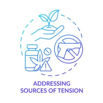 Addressing sources of tension blue gradient concept icon Stock Illustration