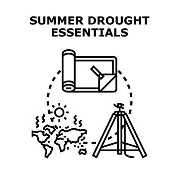 Addressing summer drought essentials and water conservation vector Stock Illustration