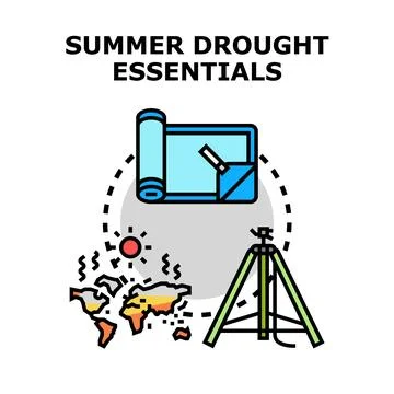 Addressing summer drought essentials and water conservation vector Stock Illustration