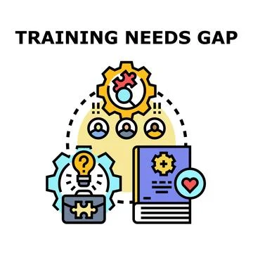 Addressing training needs gap finding solutions and development Stock Illustration