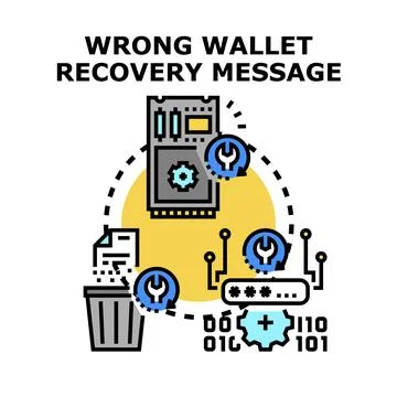 Addressing wrong wallet recovery message error Stock Illustration