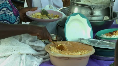 ADEISO SCHOOL LUNCH: CLOSE UP SERVING FOOD Stock Footage 58068112
