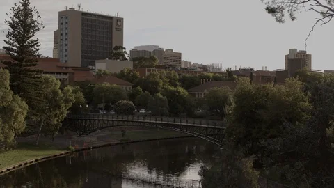 Adelaide CBD and River Torrens Stock Footage 86507970