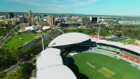Adelaide oval drone flyover 4k Stock Footage