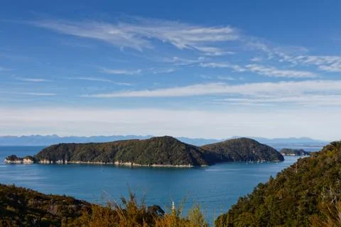 Adele Island viewed from the Abel Tasman Coastal Track, New Zealand Stock-Fotos