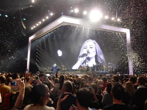  Adele performs at the SEE Arena in Belfast on 29 February, 2016 in Northe... Stock-Fotos