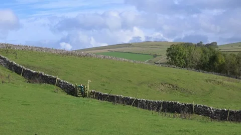 Adele walking in Alstonefield, Derbyshire. Stock Footage 321469240