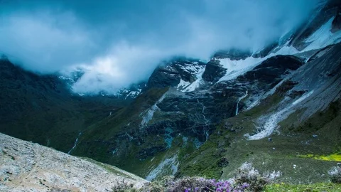 Aden Snow Mountain Slide Motion2 Stock Footage 83780965