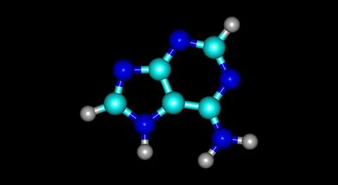 Adenine molecular structure isolated on black Stock Illustration