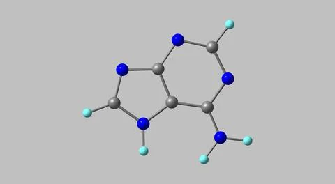 Adenine molecular structure isolated on grey Stock Illustration