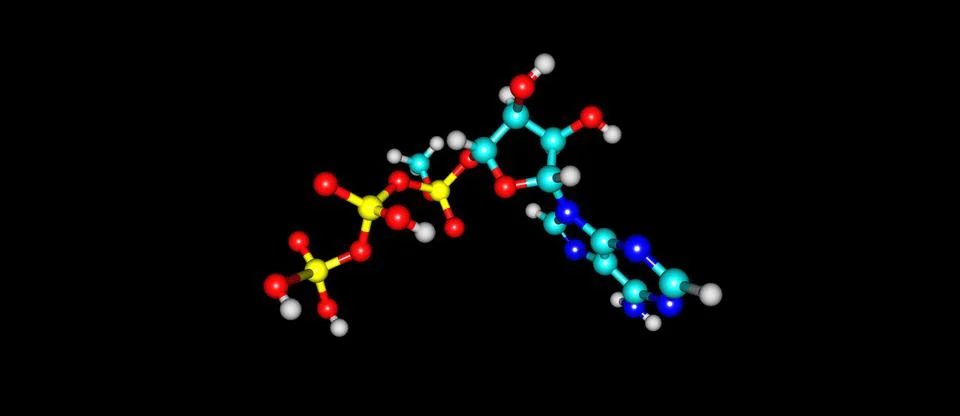 Adenosine triphosphate molecular structure isolated on black Stock Illustration