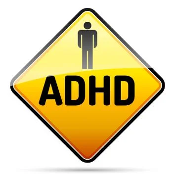 Adhd - attention deficit hyperactivity disorder - isolated sign with reflecti Stock Illustration