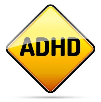 Adhd - attention deficit hyperactivity disorder - isolated sign with reflecti Stock Illustration