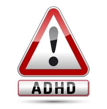 Adhd - attention deficit hyperactivity disorder - isolated sign with reflecti Stock Illustration