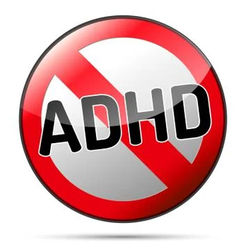 Adhd - attention deficit hyperactivity disorder - isolated sign with reflecti Stock Illustration