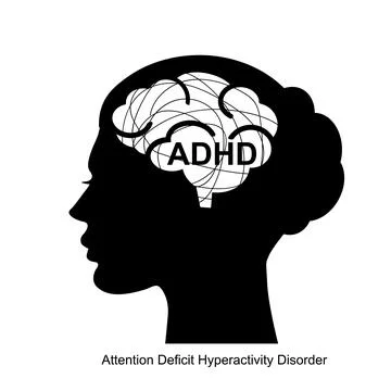 ADHD, Attention Deficit Hyperactivity Disorder woman icon Stock Illustration