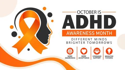 ADHD awareness month October design for poster Stock Illustration