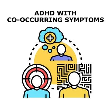 Adhd with co occurring symptoms concept vector illustration Stock Illustration