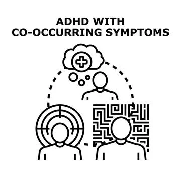 Adhd with co occurring symptoms concept vector illustration Stock Illustration