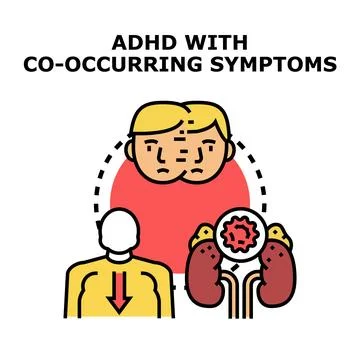 Adhd co occurring symptoms with various health conditions Stock Illustration