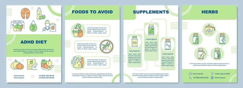 ADHD diet brochure template Stock Illustration