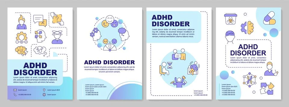 ADHD disorder blue gradient brochure layout 스톡 일러스트