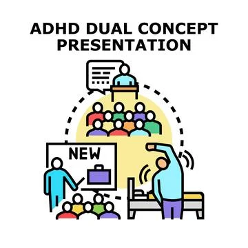 Adhd dual concept presentation addressing symptoms and therapy Stock Illustration