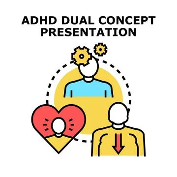 Adhd dual concept presentation mental regulation Stock Illustration